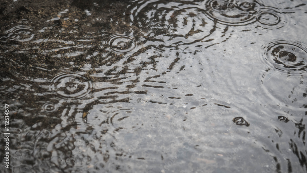 Rain drops on asphalt or tarmac road creating ripples Rain drops on asphalt or tarmac road creating ripples