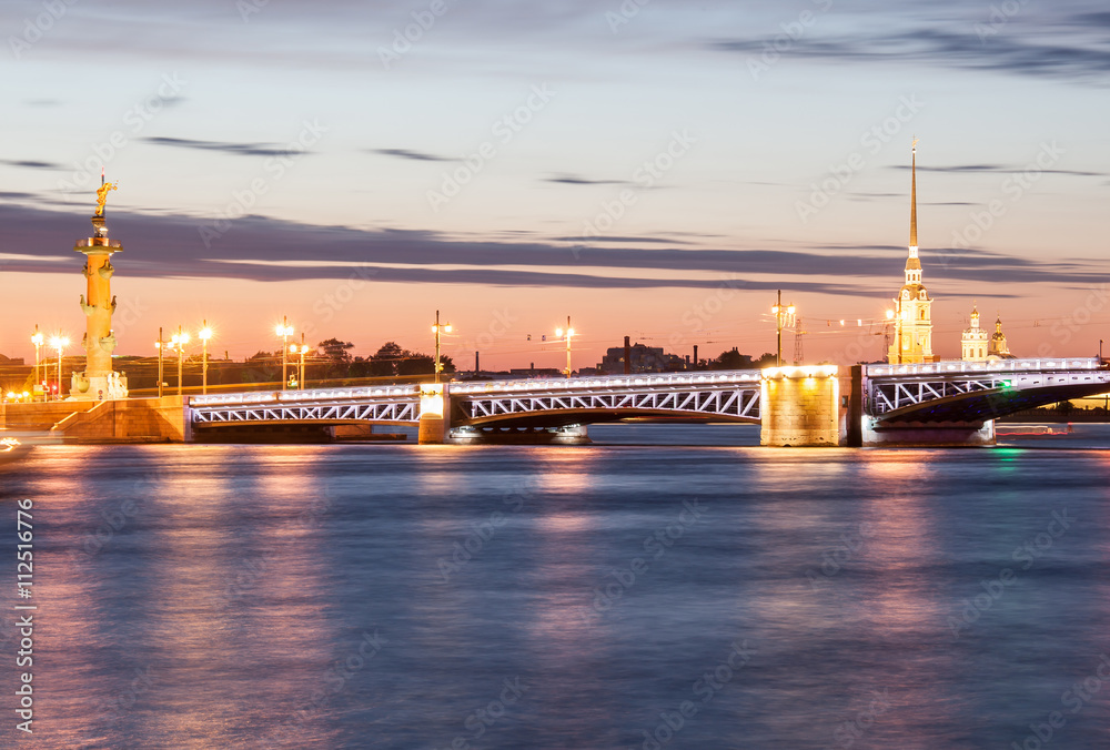 Night view of the Peter and Paul Fortress, St. Petersburg
