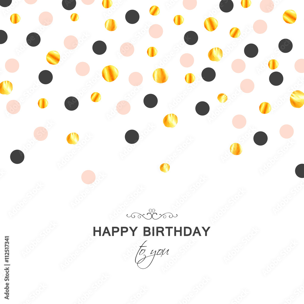 Vector Illustration of a Happy Birthday Greeting Card with Gold Paper Confetti Vector Illustration of a Happy Birthday Greeting Card with Gold Paper Confetti