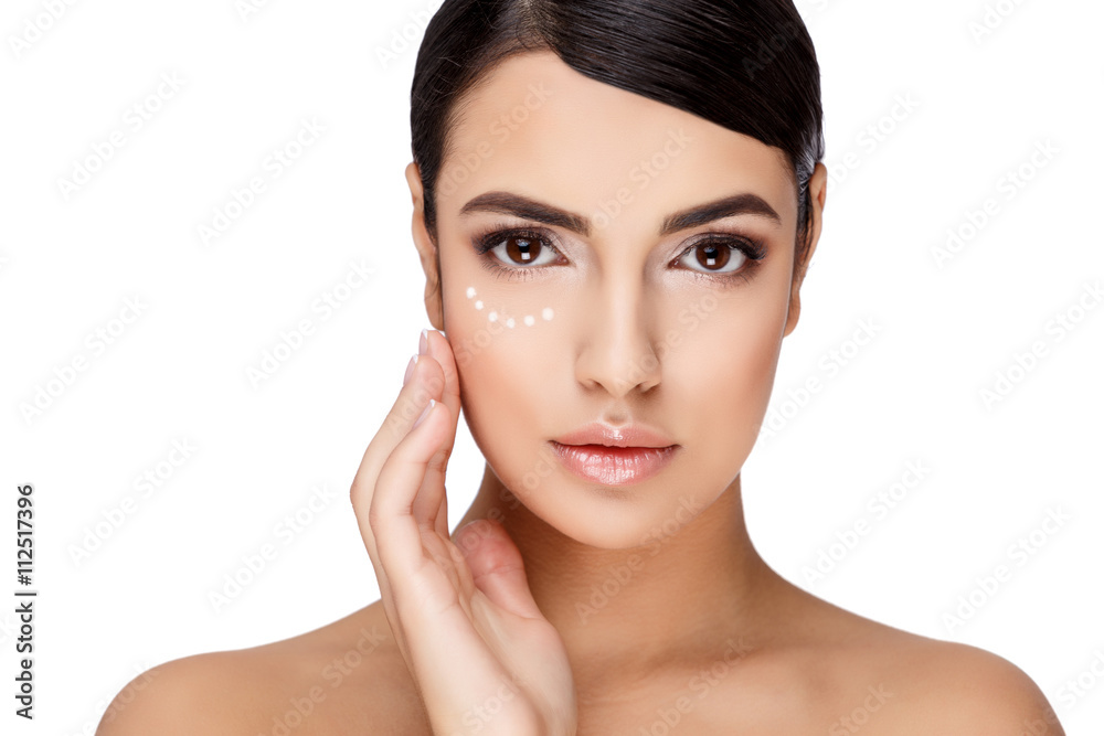 Young brunette woman with beautiful clean skin