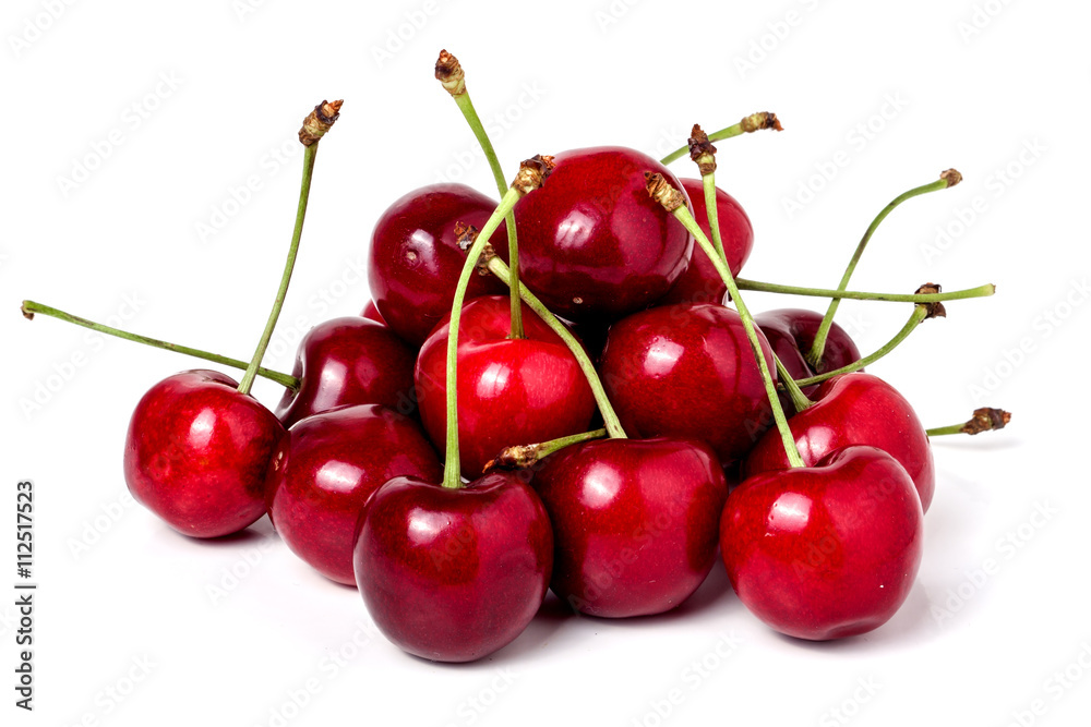 Red cherries isolated on a white background Red cherries isolated on a white background