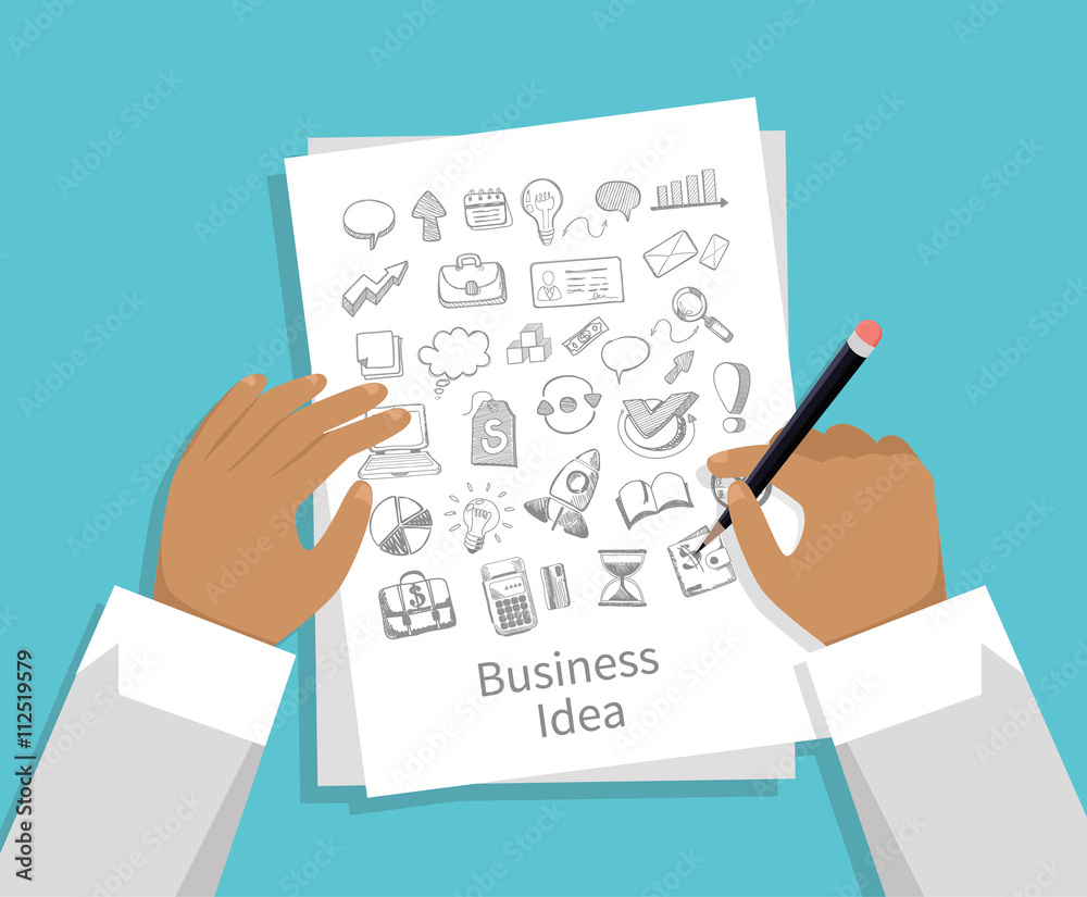 Business Idea. Set of Icon Hand Draw Business Idea. Set of Icon Hand Draw