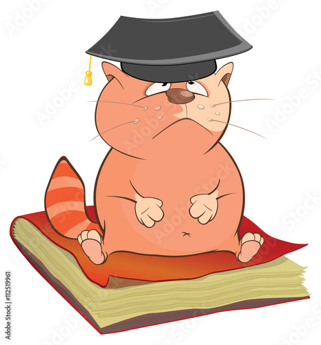Illustration of a Cute Cat. Cartoon Character