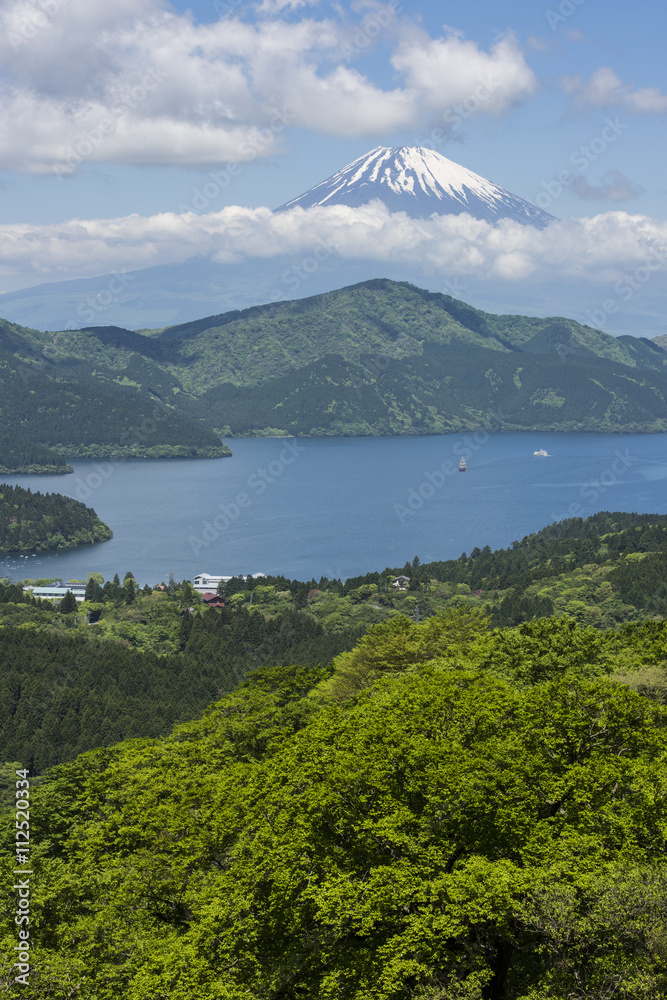 初夏の芦ノ湖と富士山