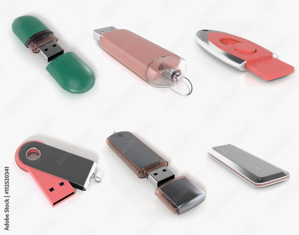 USB flash drive isolated on white background with shadow. 3D illustration USB flash drive isolated on white background with shadow. 3D illustration