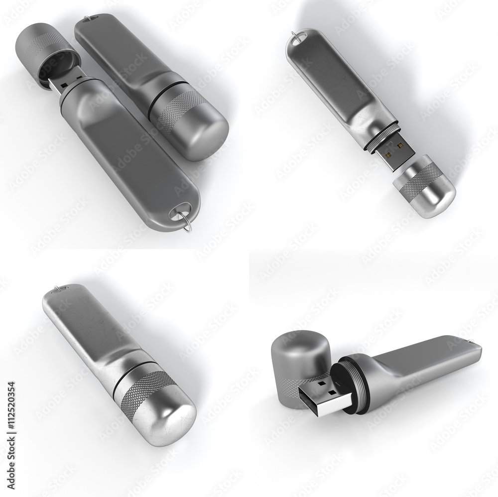 USB flash drive isolated on white background with shadow. 3D illustration USB flash drive isolated on white background with shadow. 3D illustration