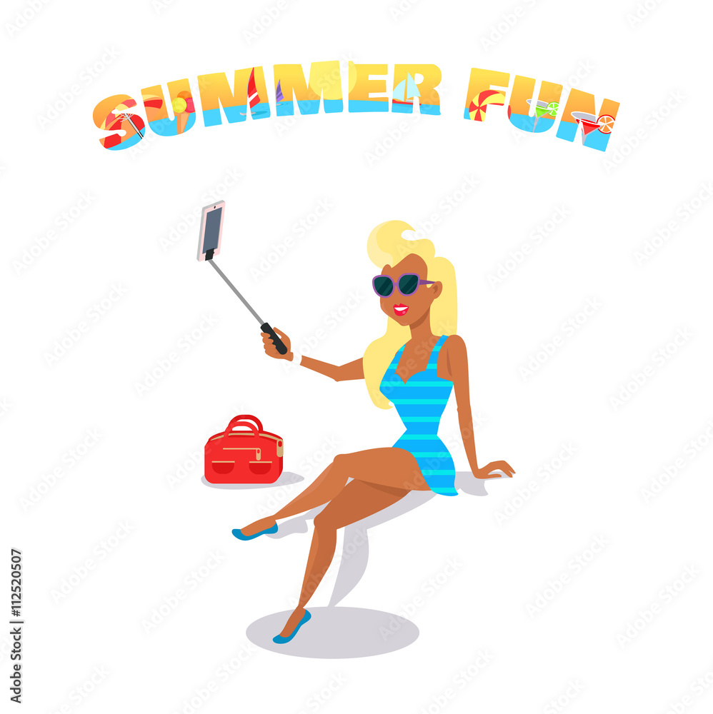 Fototapeta premium People Relax Summer Isolated on White Background