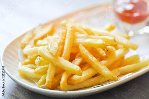 French fries dish and ketchup dip