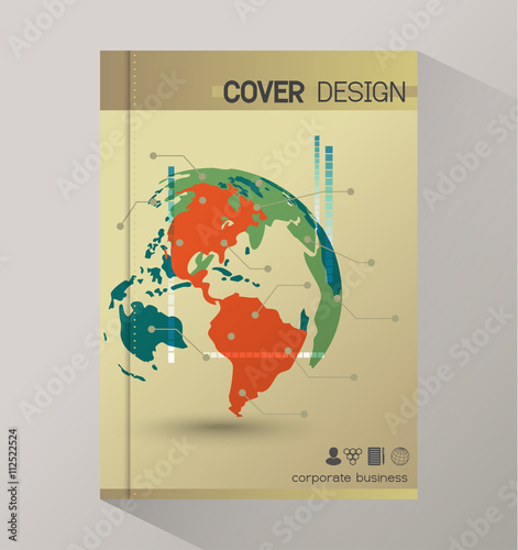 Annual report business statistics template for magazine, brochure.