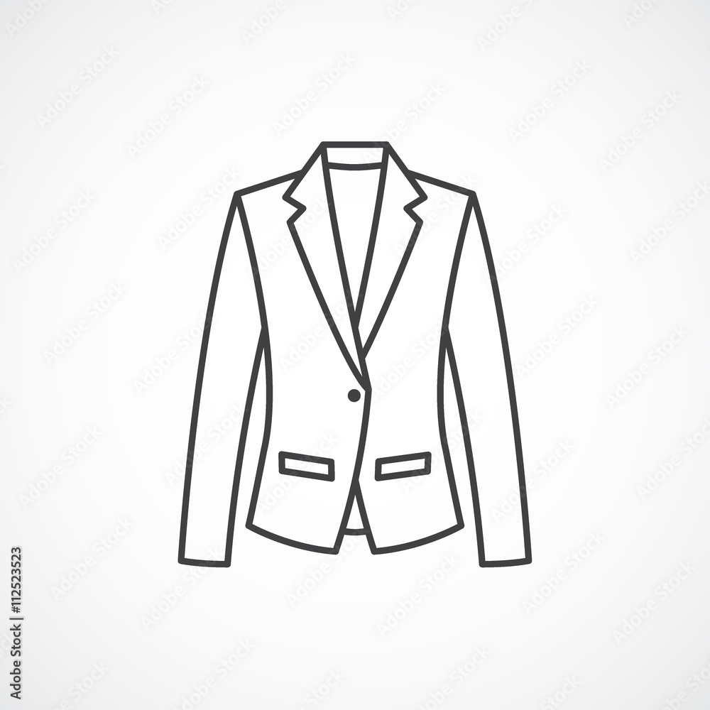 Women's classic blazer icon. Vector line fashion clothes icon.  Stock-Vektorgrafik | Adobe Stock