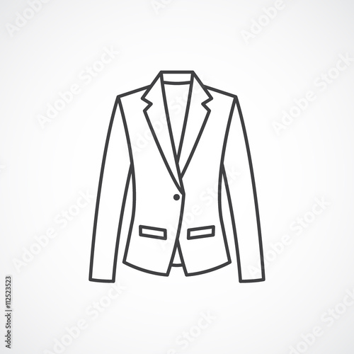 Women's classic blazer icon. Vector line fashion clothes icon.