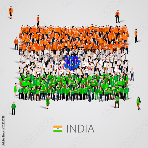Large group of people in the India flag shape.