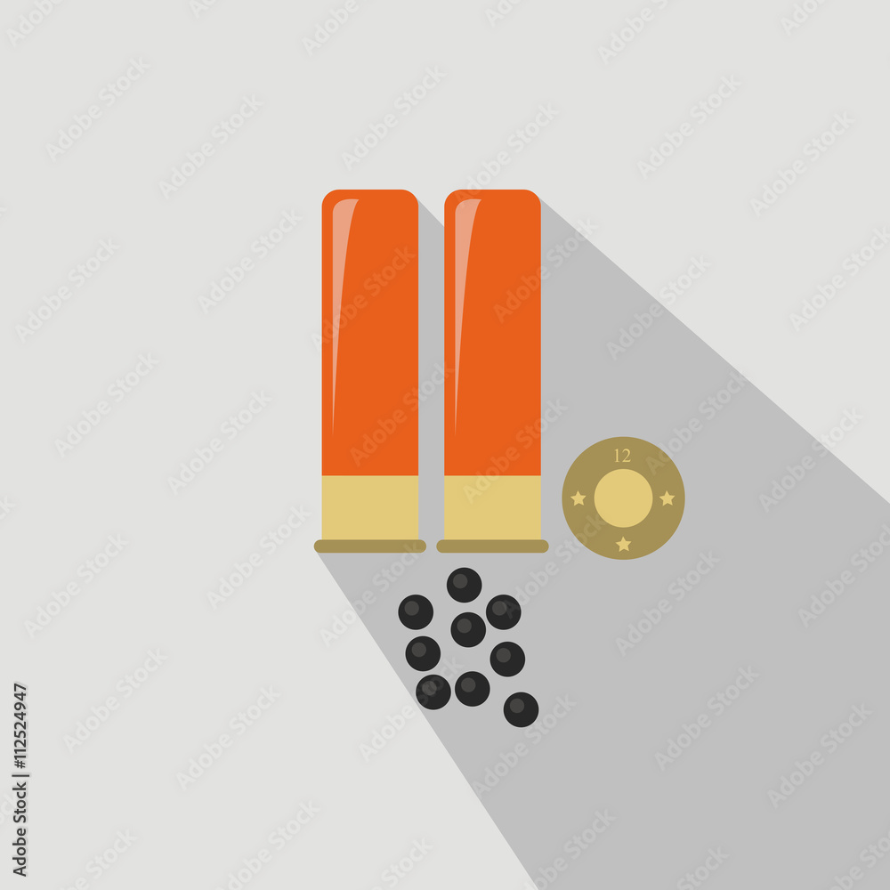 Ammo from hunting gun. Flat and cartoon style. Vector illustration. Ammo from hunting gun. Flat and cartoon style. Vector illustration.