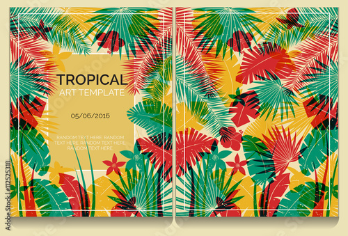 Tropical offset print effect jungle illustration