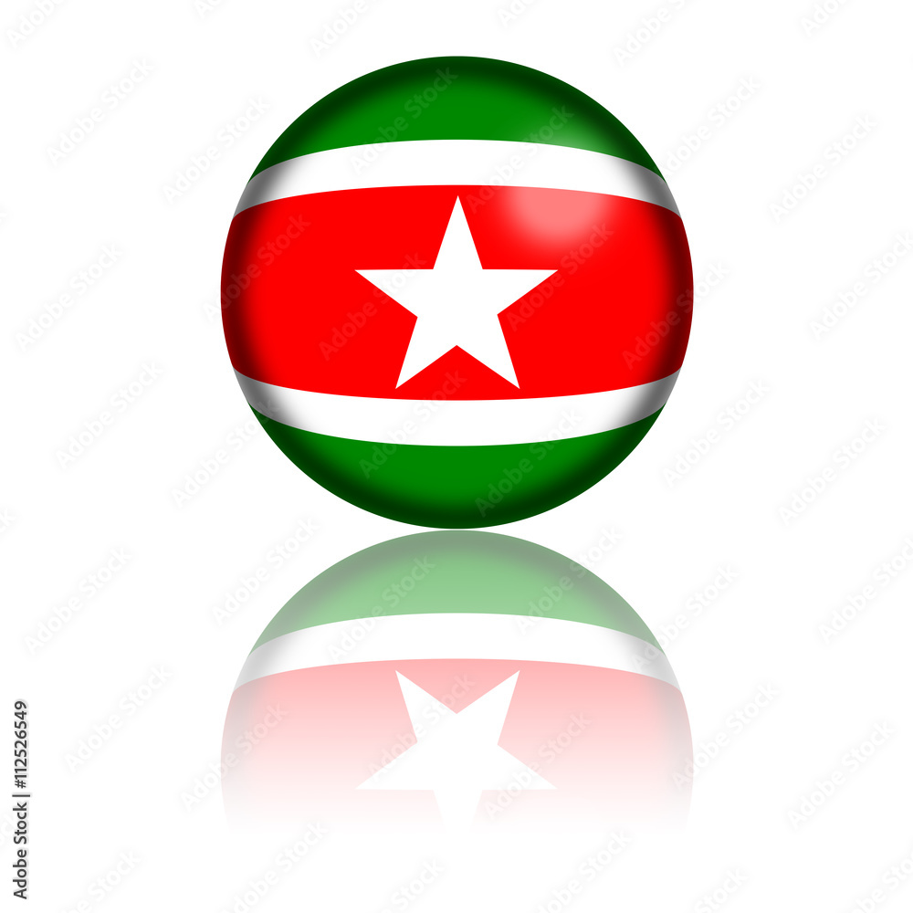 Suriname Flag Sphere 3D Rendering Suriname Flag Sphere 3D Rendering