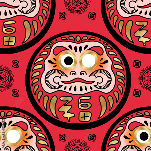 Daruma doll seamless pattern.