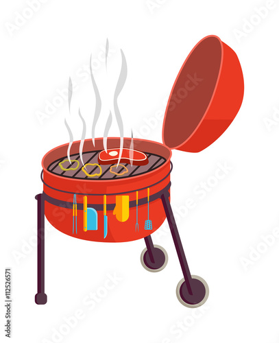 Kettle barbecue grill vector illustration.