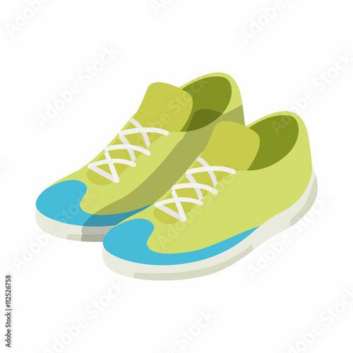 Green sneakers icon, isometric 3d style