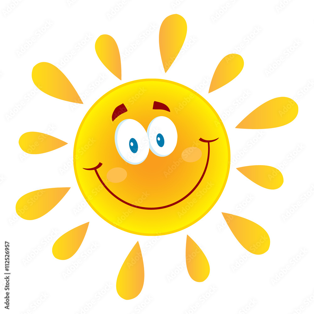 Happy Sun Cartoon Mascot Character
