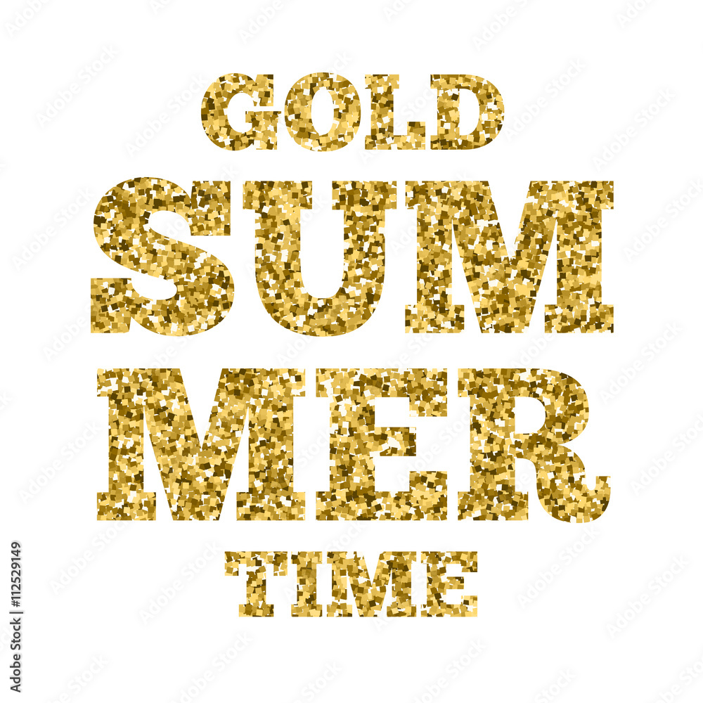 Vector gold glitter word Gold Summer Time isolated over white background. Vector gold glitter word Gold Summer Time isolated over white background.