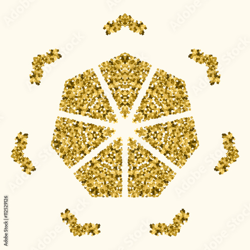 Gold Mandala. Vintage decorative element. Ethnic round ornament/ Glitter