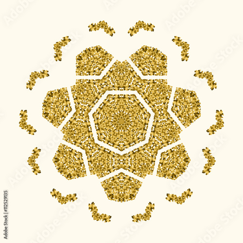 Gold Mandala. Vintage decorative element. Ethnic round ornament/ Glitter