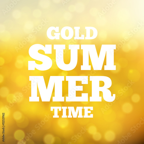 Sunny gold summer background for bright design. Lens flare. Blur effect of the lens
