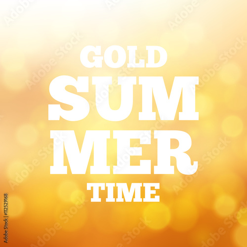 Sunny gold summer background for bright design. Lens flare. Blur effect of the lens