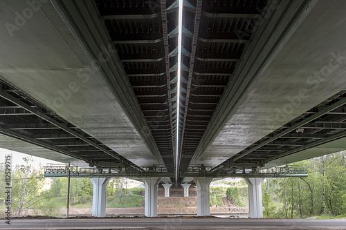 Road bridge. Concrete bridge support © valentsova