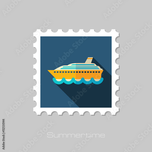 Cruise transatlantic liner ship stamp. Vacation