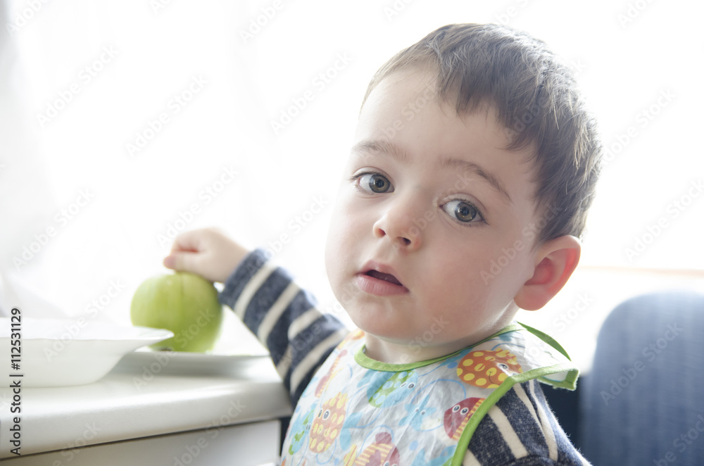 Boy and the green apple Boy and the green apple