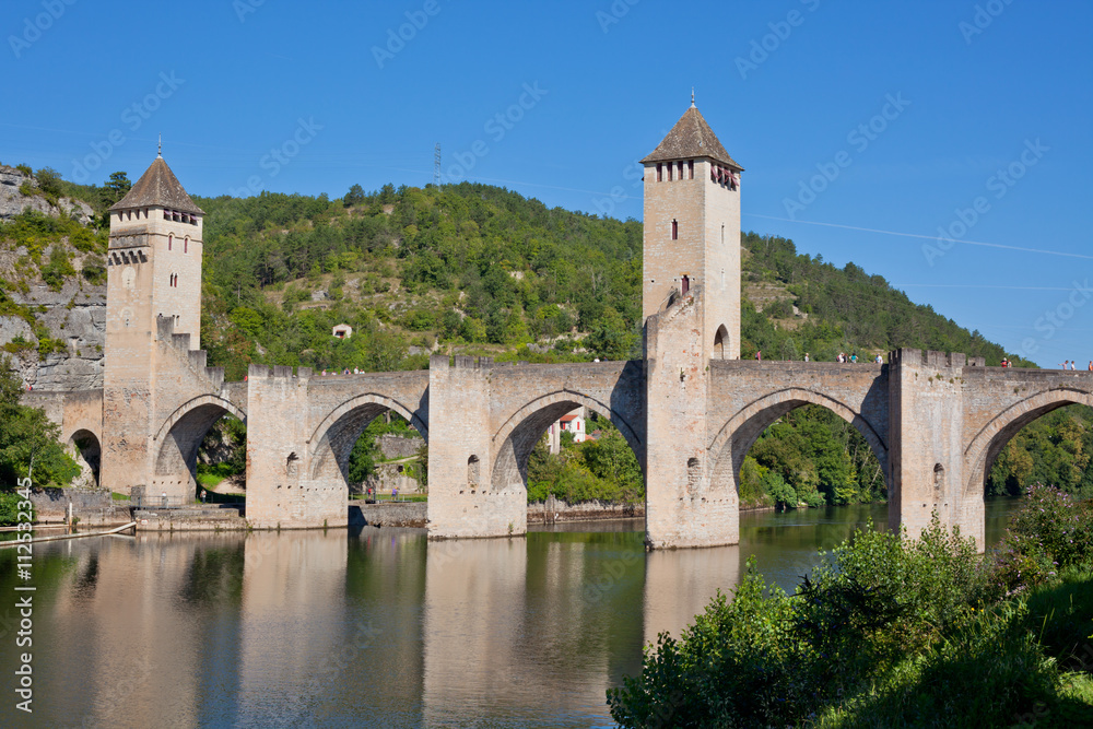 The Valentre bridge in Cahors town, France