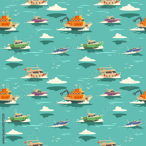 Seamless pattern with ships. Vector illustration.