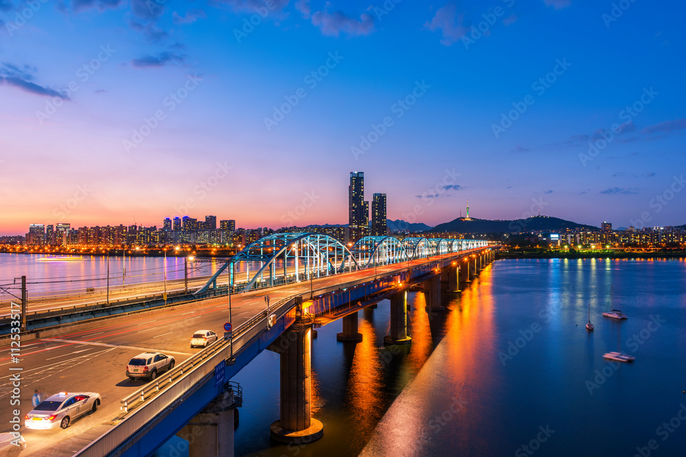 Korea,Seoul at night, South Korea city skyline