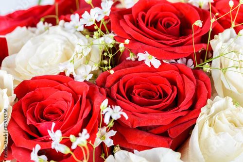 Red And White Roses Wedding Flowers Bouquet