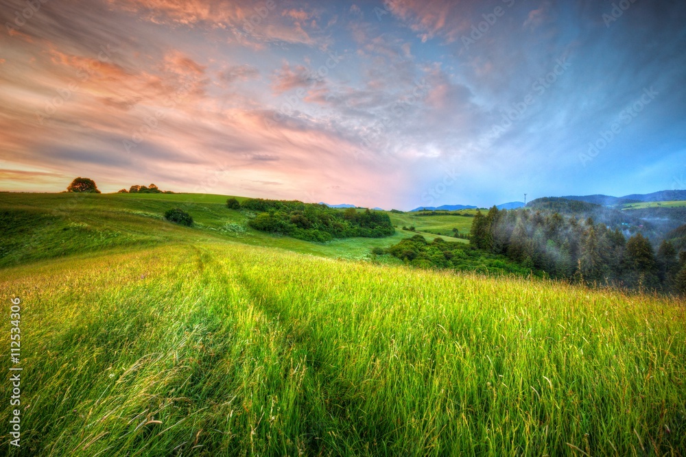 Fototapeta premium Turiec region after an evening storm, northern Slovakia. HDR image.