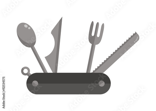 Camping travel jackknife isolated on white