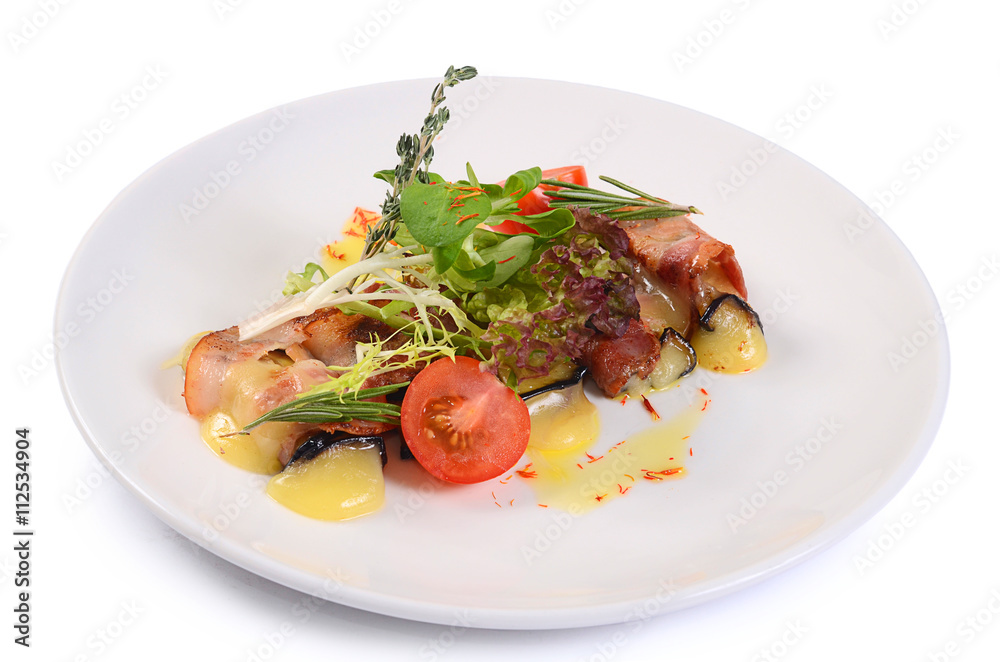 Stuffed eggplants with bacon and cheese Stuffed eggplants with bacon and cheese