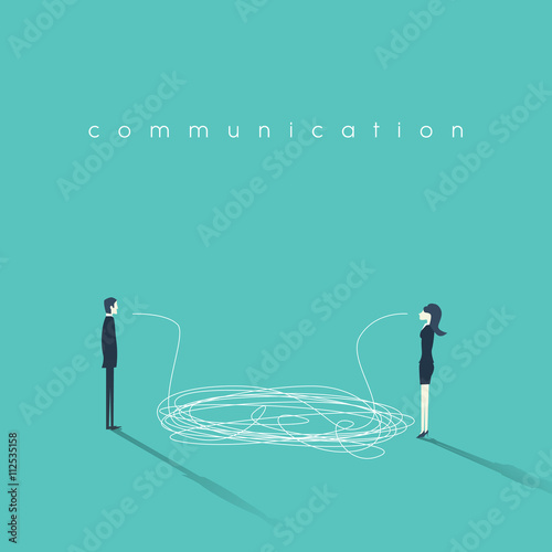 Business communication concept vector illustration. Issues and problems between men, women at work.