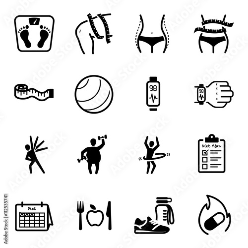 Diet Fit Firm Vector Icon Set