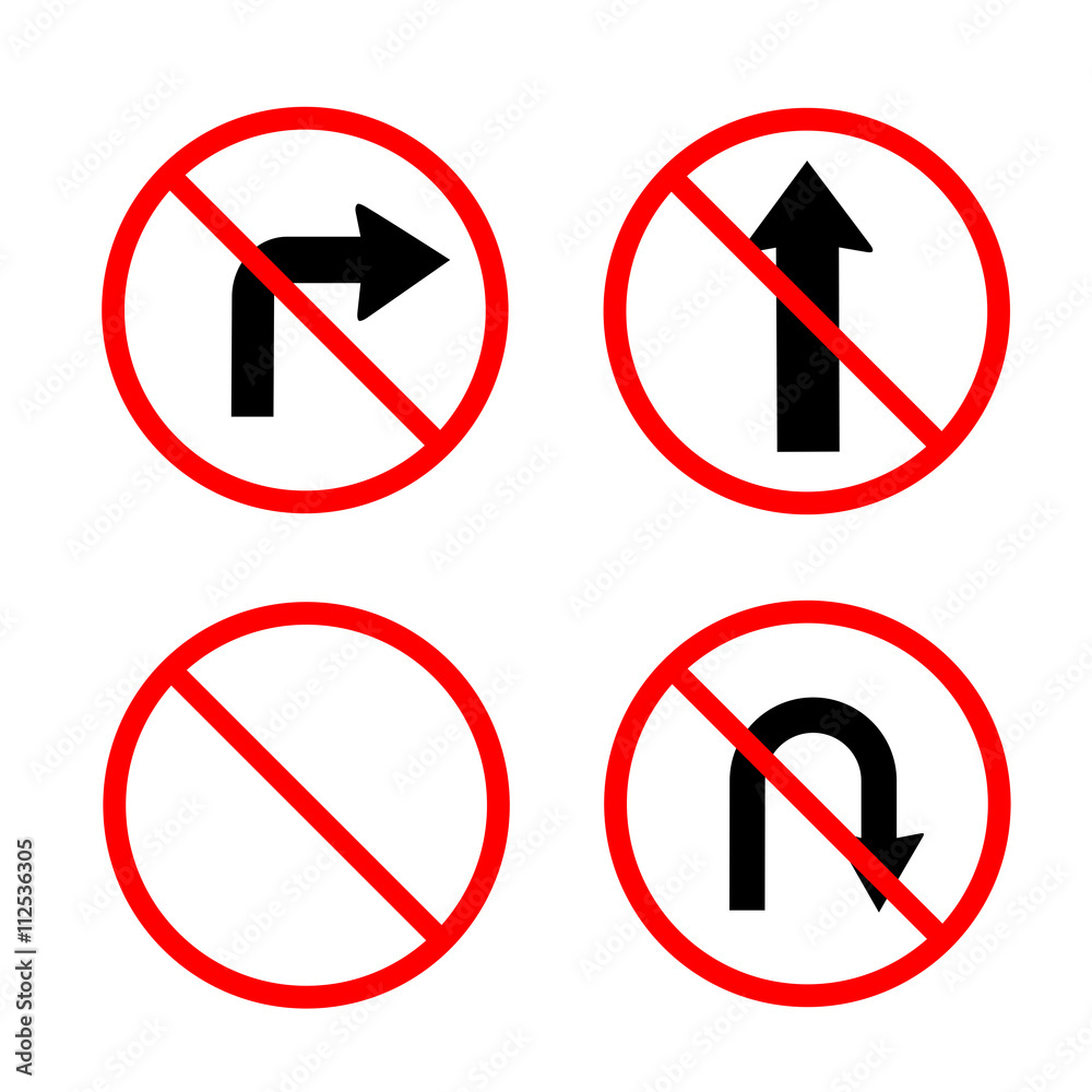 Six Raster Traffic Signs on White Background, Six Raster Traffic Signs on White Background,