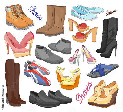 Set of different shoes