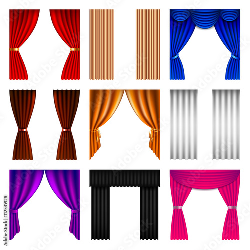 Window curtain icons vector set