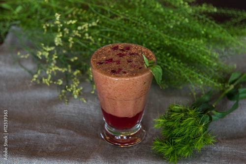 raspberry smoothie with basil