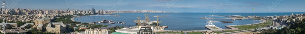 The very large panoramic view of Baku bay. Azerbaijan