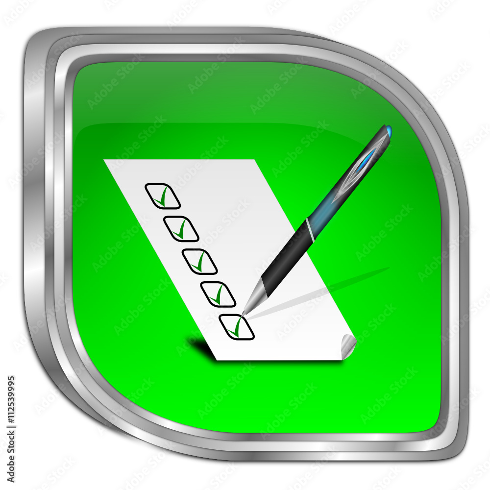 Button with check list - 3D illustration Button with check list - 3D illustration