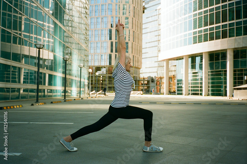 Senior woman performing yoga