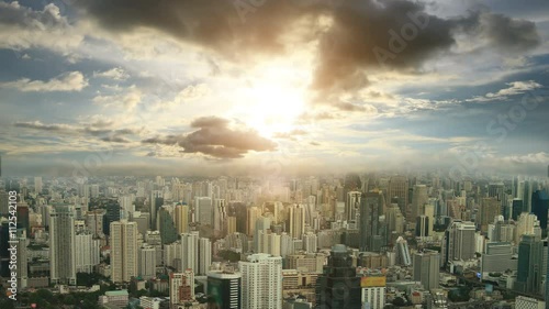 Cityscape timelapse. Building in Bangkok Thailand sky and clouds billowing. UHD 4K 3840x2160.
