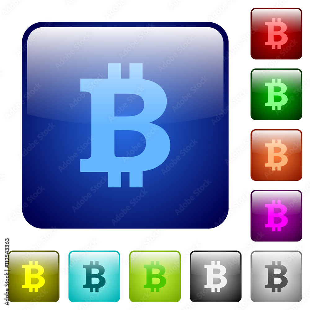 Color bitcoin sign square buttons Color bitcoin sign square buttons