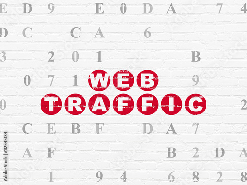 Web development concept  Web Traffic on wall background